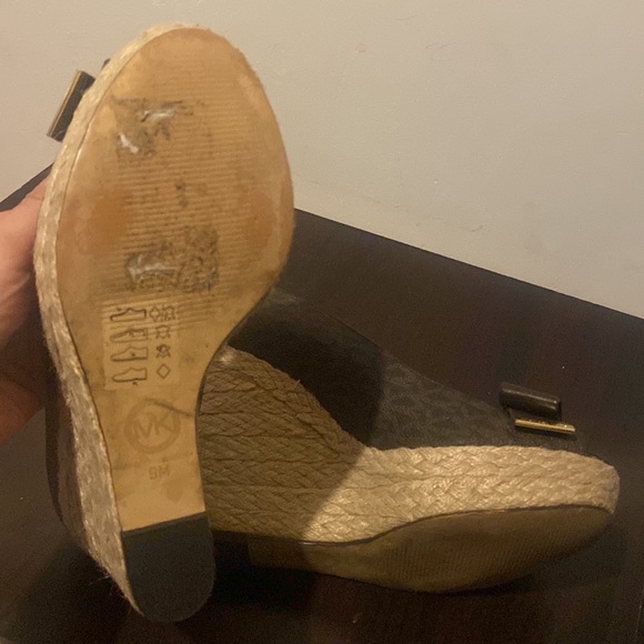 Michael KORS MEG  MK Signature PVC Peep Toe Wedges - Picture 8 of 11